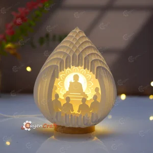 Buddha Pop Up PDF SVG Studio Template for Cricut– 3D Papercut Light Box, DIY Buddha Lamp (Version 03)